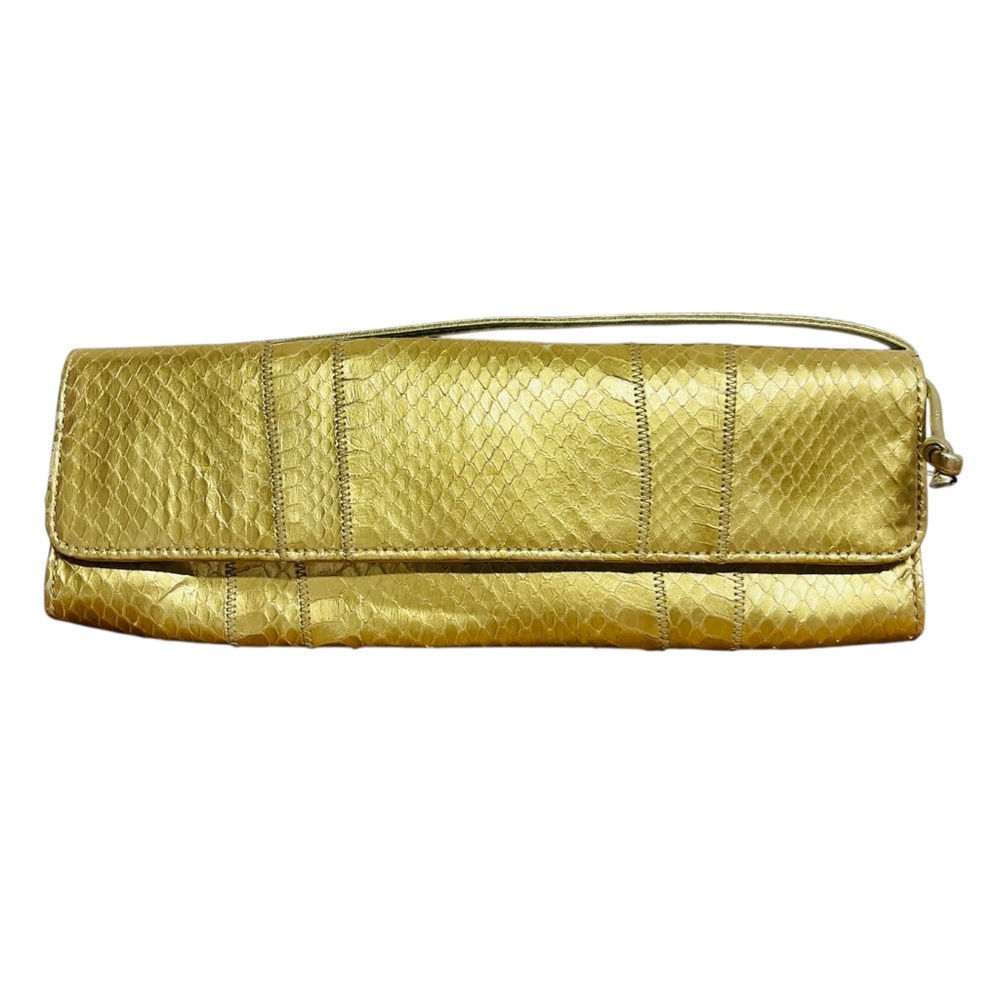 Vintage Carlos Couture Falchi Gold Shoulder Bag Fashion Snakeskin Statement
